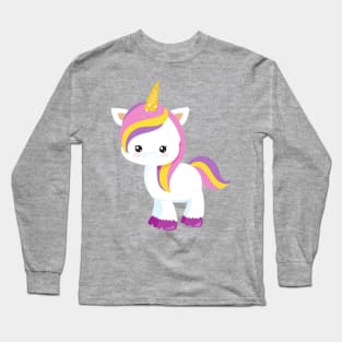 Cute Unicorn, Little Unicorn, Kawaii Unicorn Long Sleeve T-Shirt